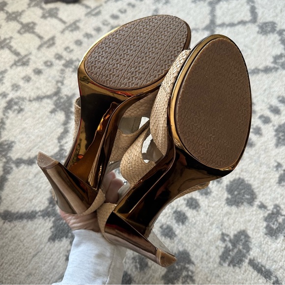 Michael Kors Zipper Top 4” Heels Textured Faux Snakeskin Stilettos Size 9 - Picture 7 of 13